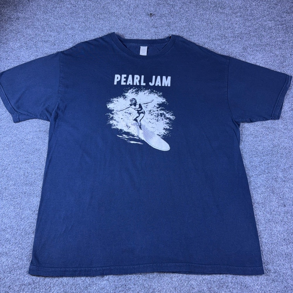 Vintage Pearl Jam Gas Mask Surfer Graphic T-Shirt Mens Navy Spectra USA Rare XL